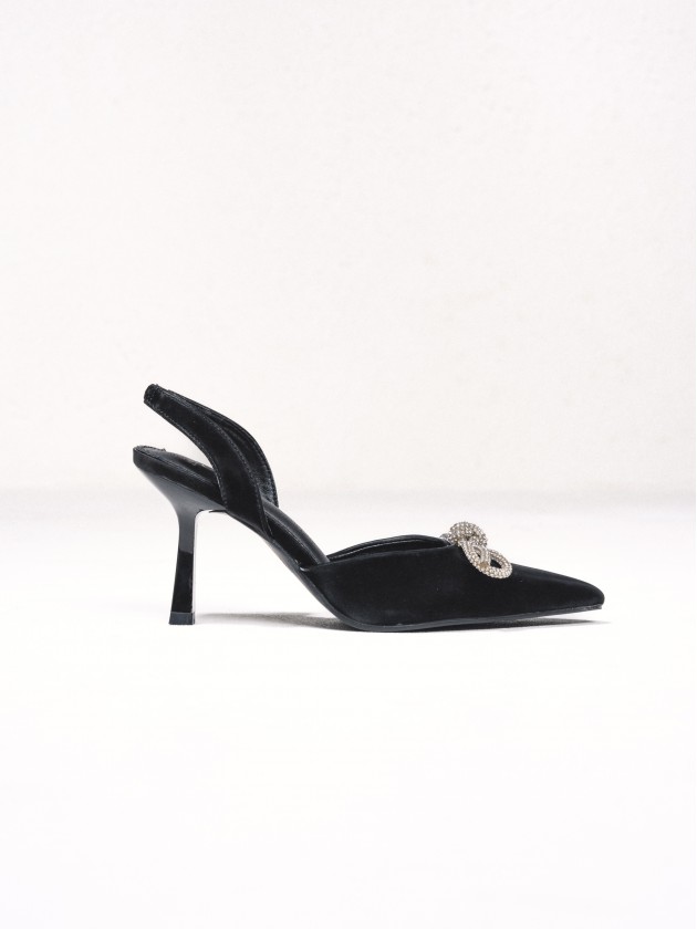 Sandales  talons avec nud et paillettes