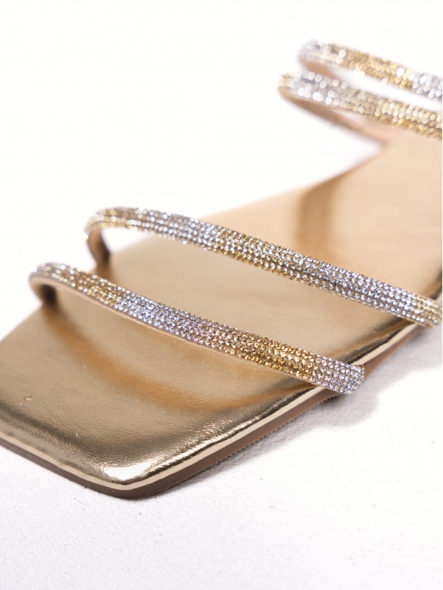 Sandals with metallic straps