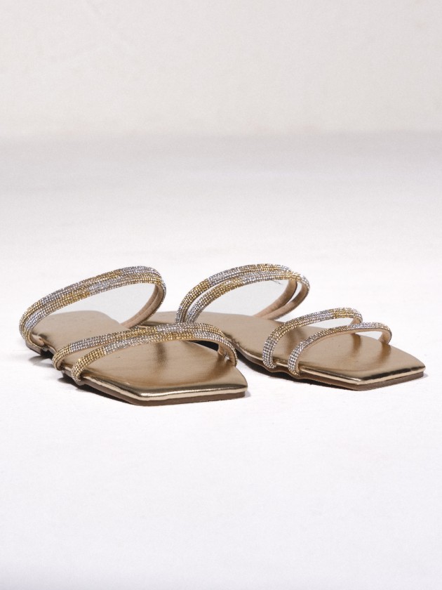 Sandals with metallic straps