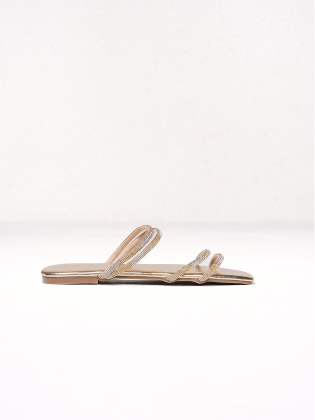 Sandals with metallic straps