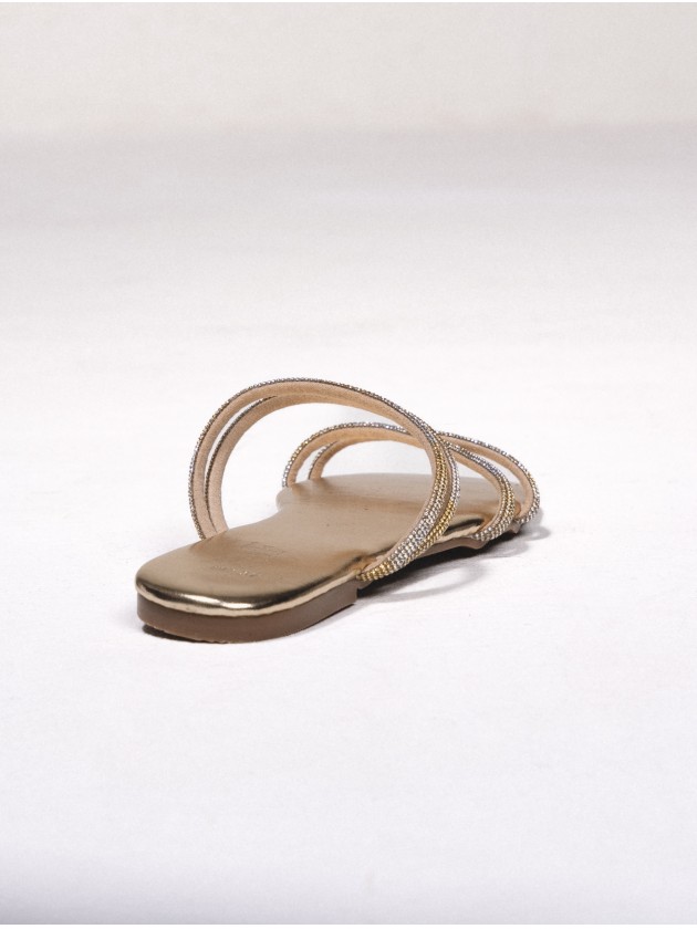 Sandals with metallic straps