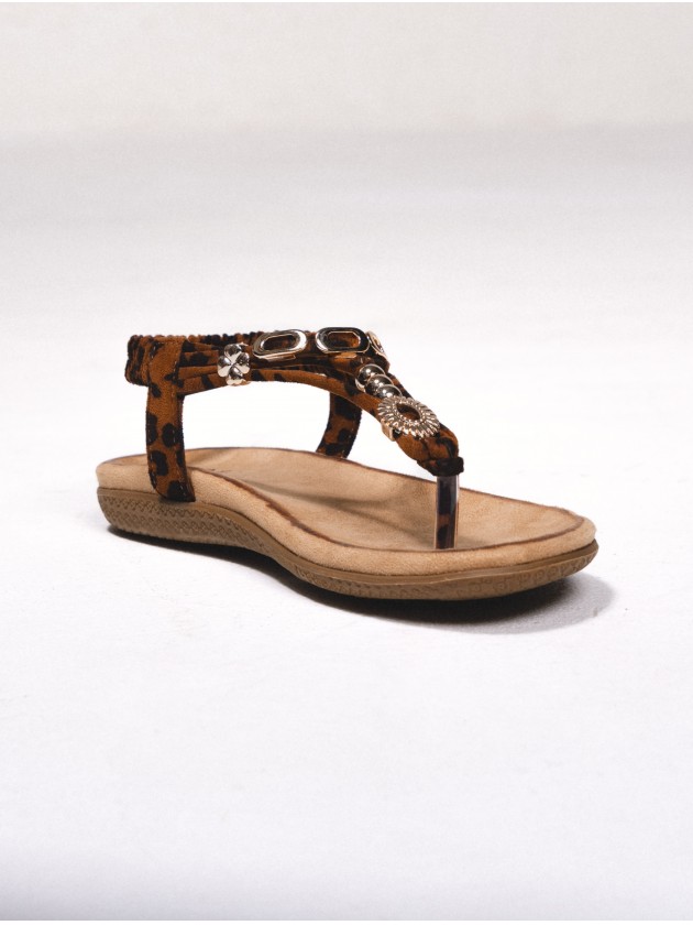 Sandlias abertas com estampado leopardo