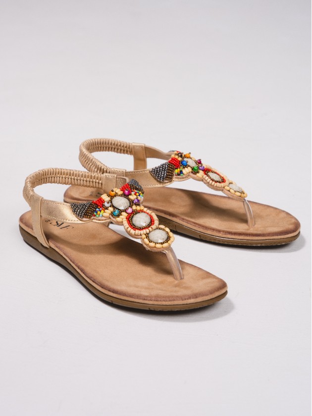 Sandales ouvertes avec perles