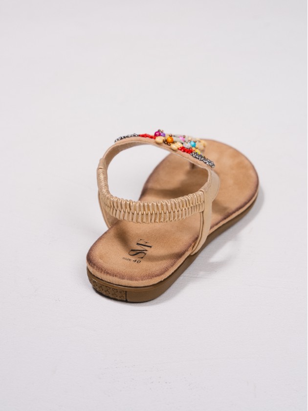 Sandales ouvertes avec perles