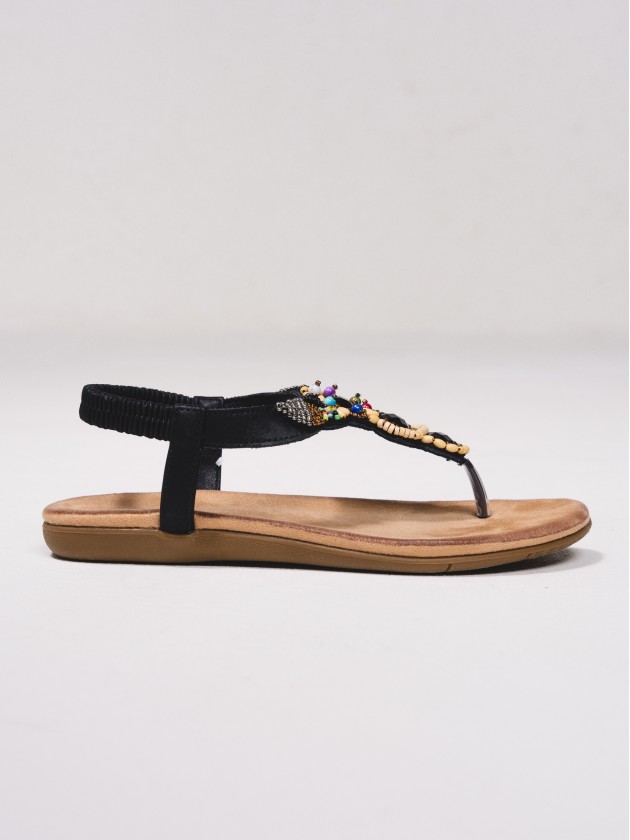 Sandales ouvertes avec perles