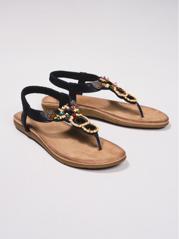 Sandales ouvertes avec perles