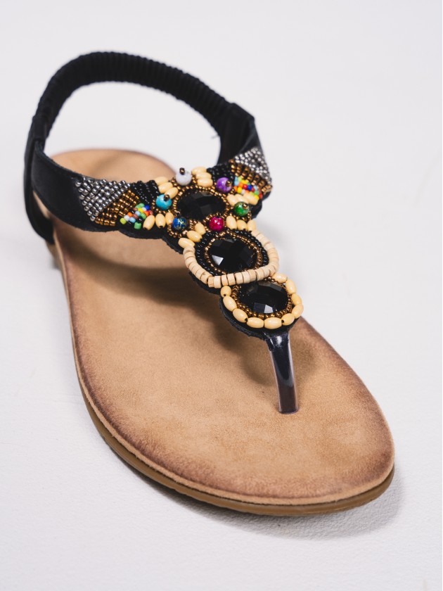 Sandales ouvertes avec perles
