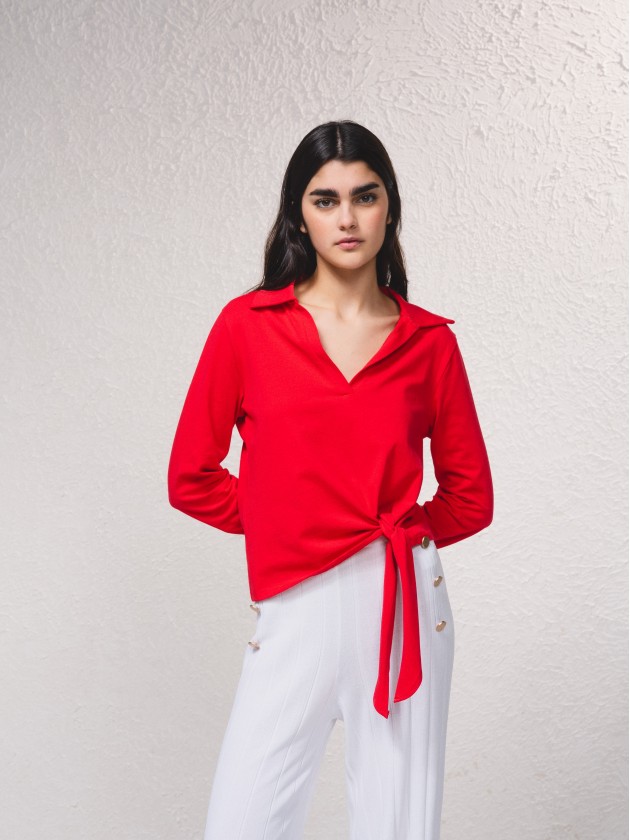 Camisola polo com lao