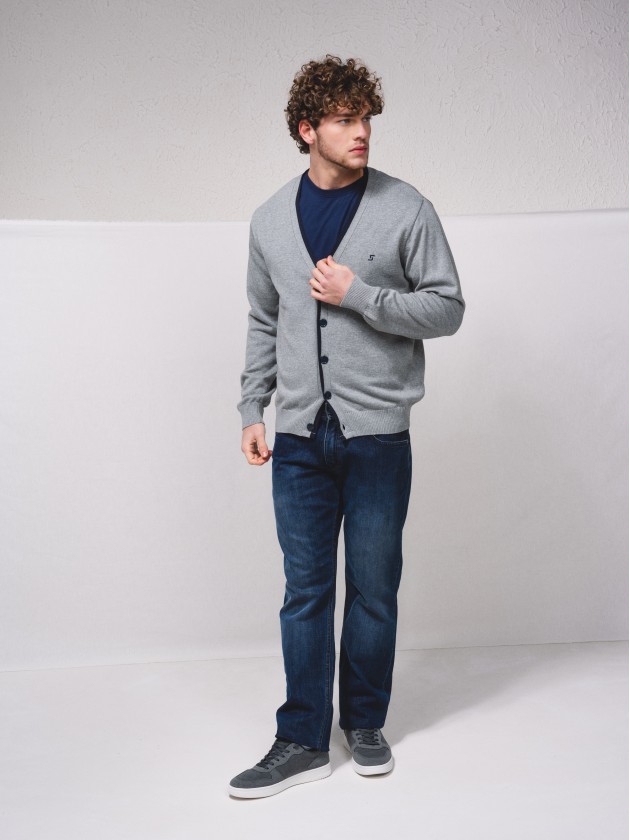 Cardigan com contrastes