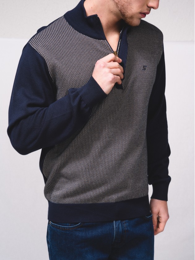 Polo bicolor com fecho