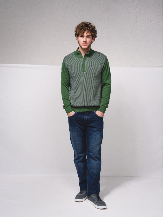Bicolor polo wit zip