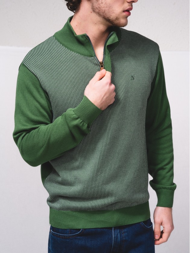 Bicolor polo wit zip