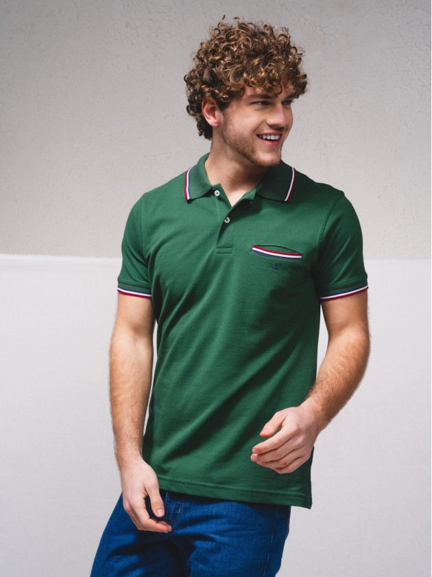 Polo brochet avec poche
