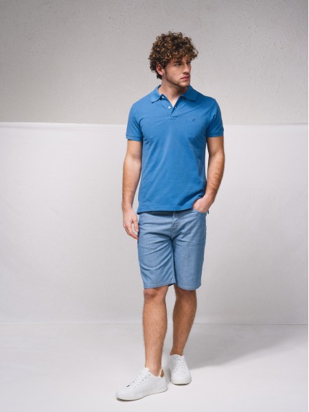 Embroided pike polo with pigmitation