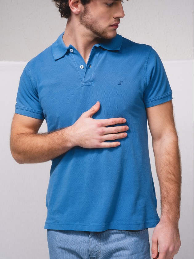 Polo piqu brod avec pigmentation