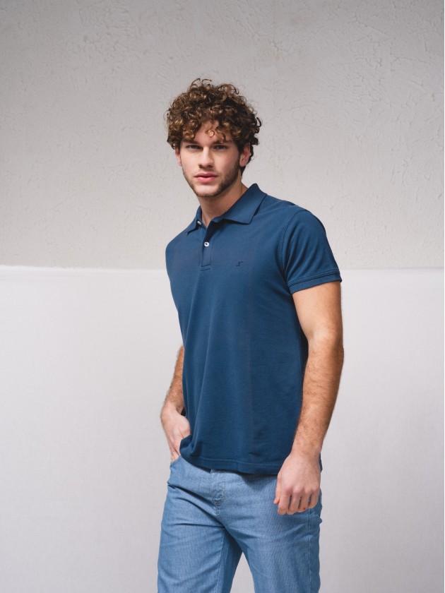 Polo piqu brod avec pigmentation