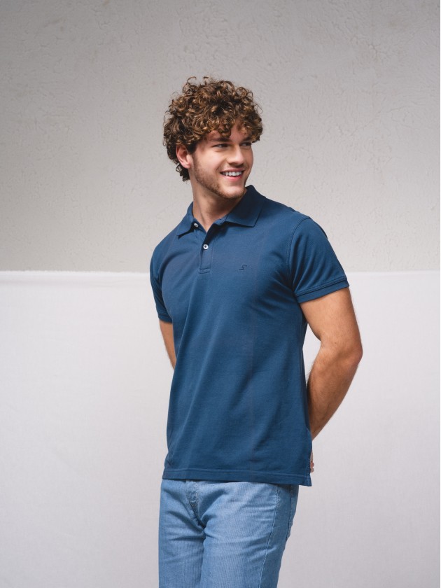 Polo piqu brod avec pigmentation