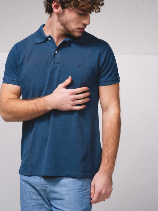 Polo piqu brod avec pigmentation