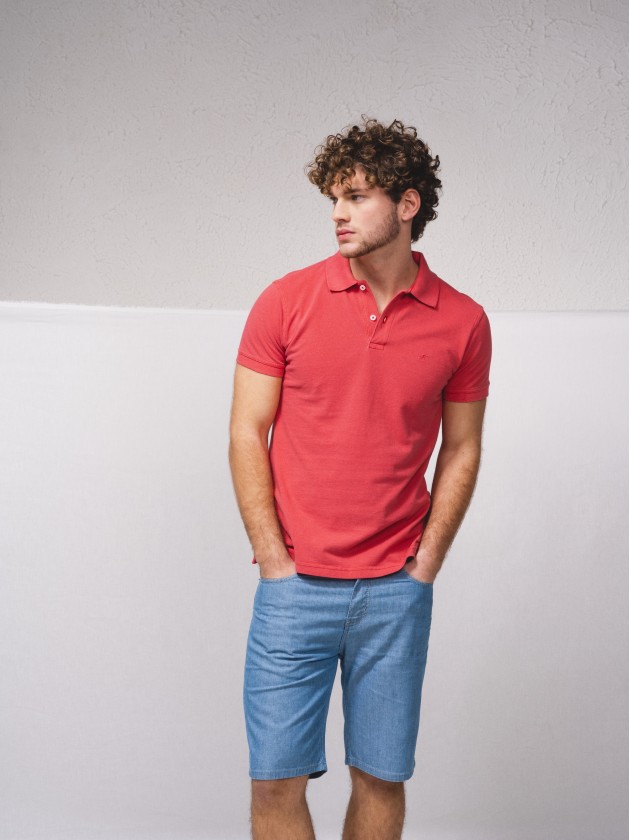 Polo piqu brod avec pigmentation