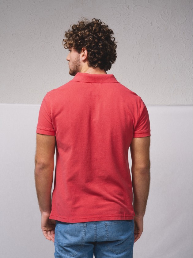 Polo piqu brod avec pigmentation