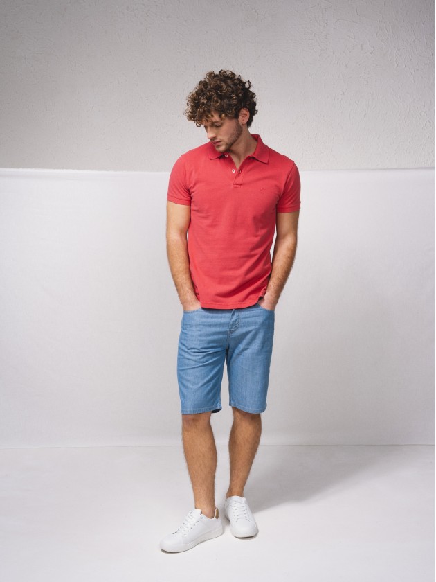 Polo piqu brod avec pigmentation