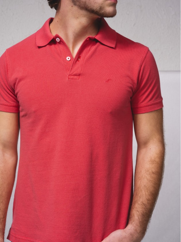 Polo piqu brod avec pigmentation
