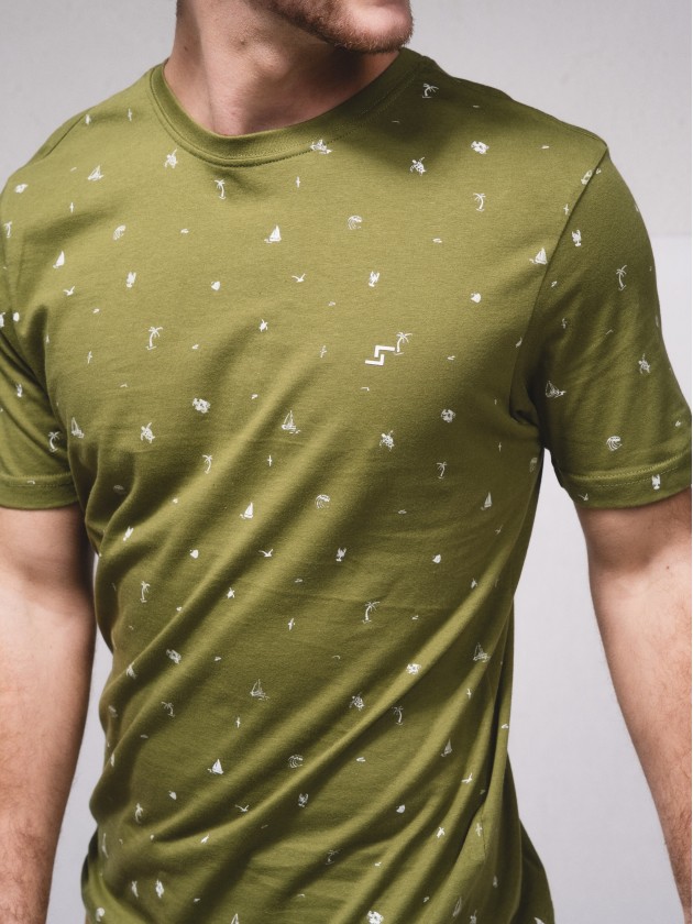 T-shirt estampada com bordado