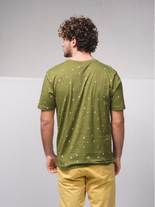 T-shirt estampada com bordado