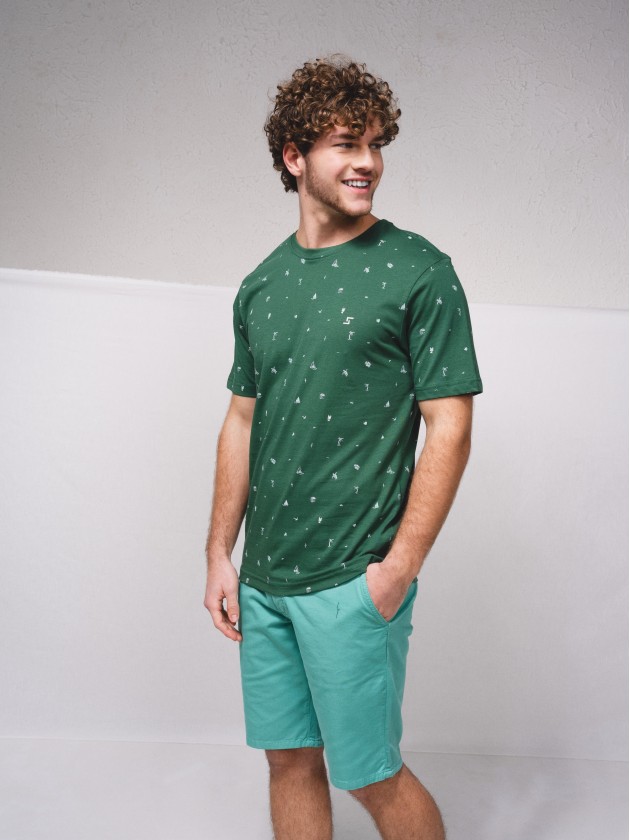 Stamped basic t-shirt with embroidery