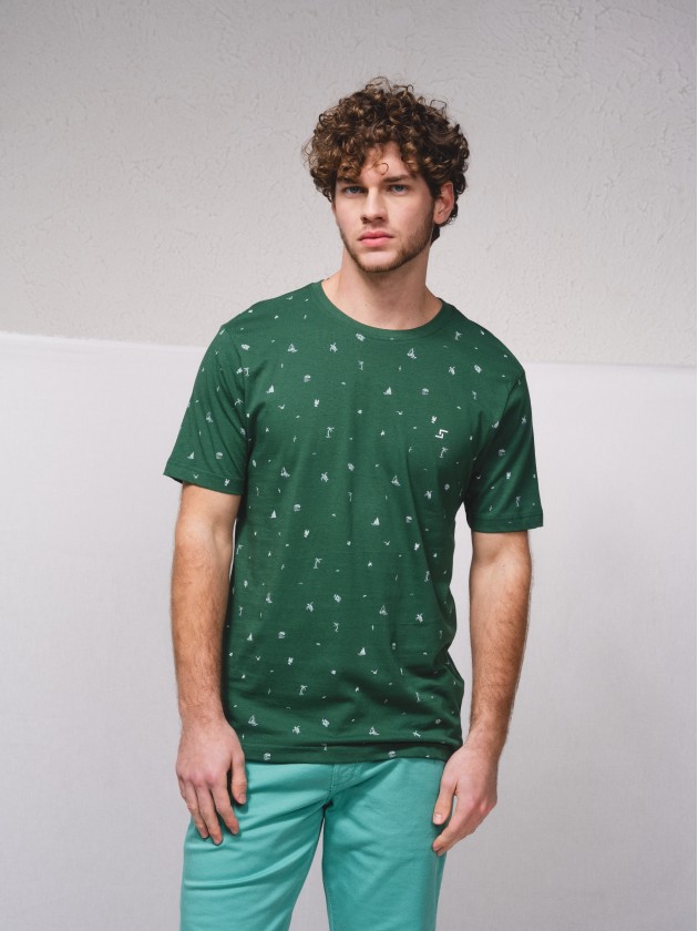 Stamped basic t-shirt with embroidery