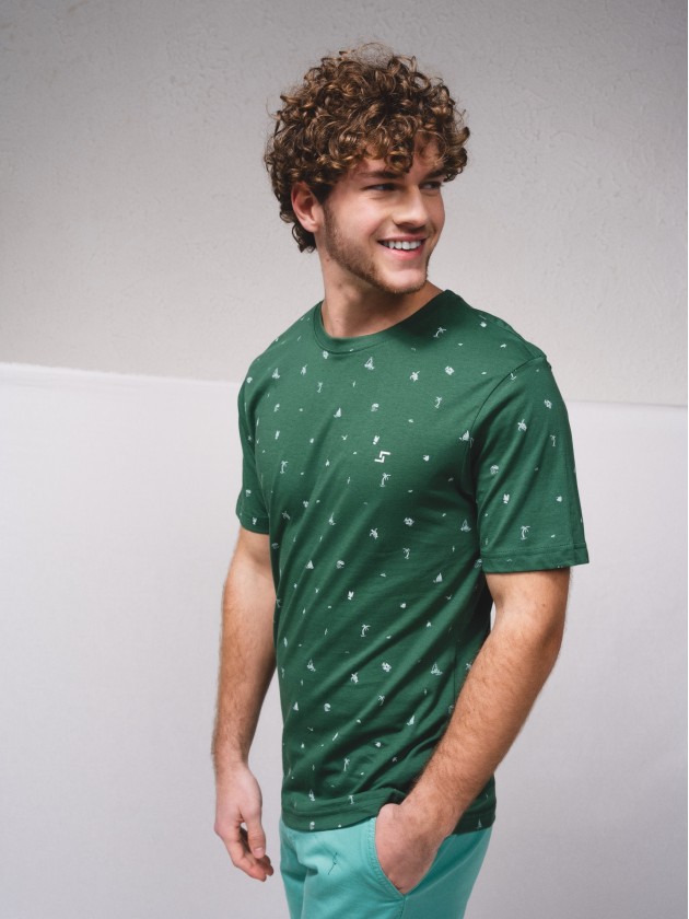 Stamped basic t-shirt with embroidery