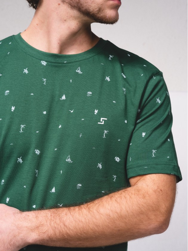 Stamped basic t-shirt with embroidery