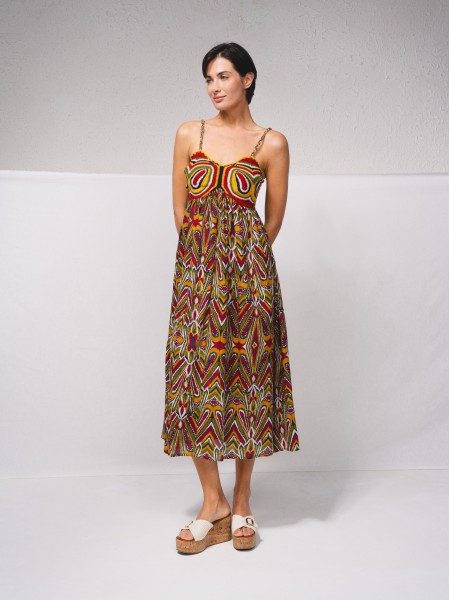 Printed crochet dress