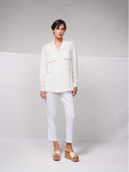 Linen blend tunic with pockets