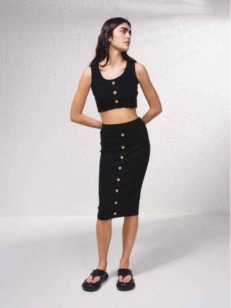 Jupe en maille avec dtails boutons