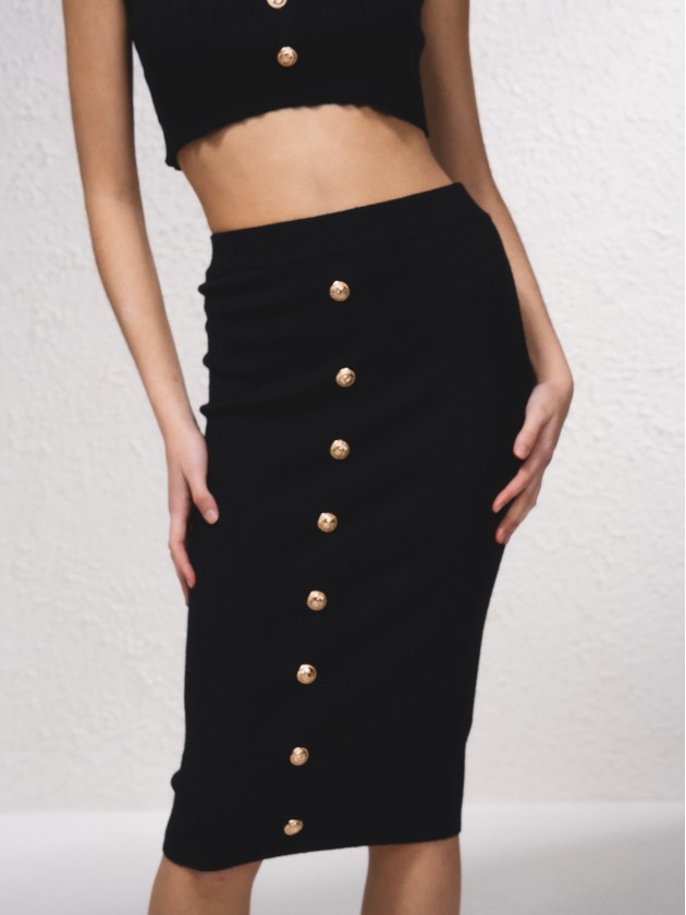 Mesh skirt with button details