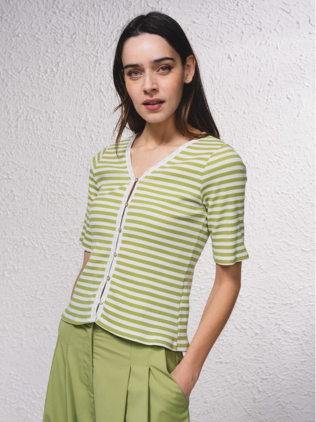 Cardigan ray  manches courtes