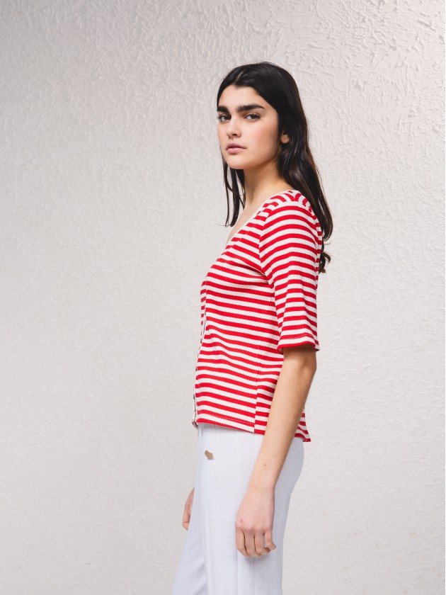 Cardigan ray  manches courtes