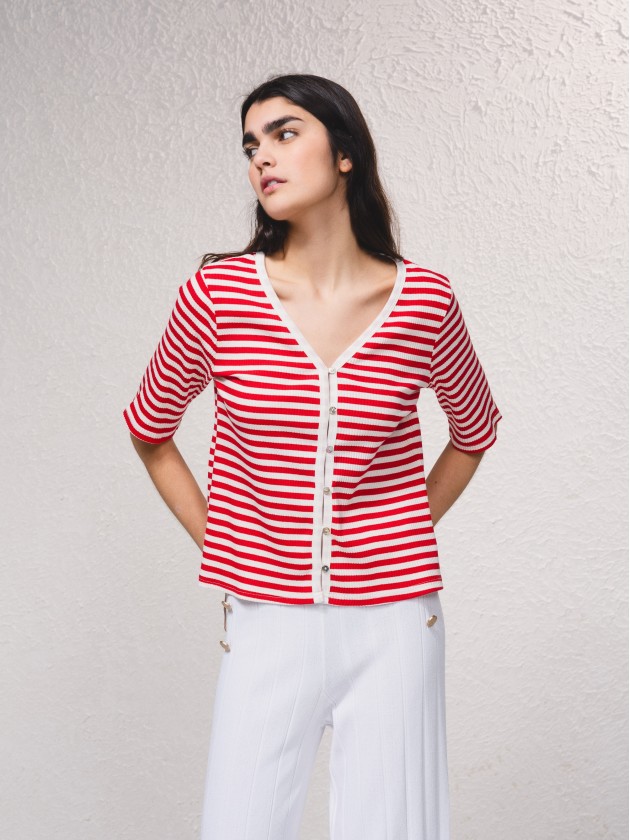 Cardigan ray  manches courtes