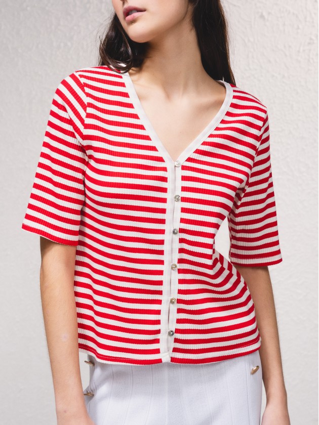 Cardigan ray  manches courtes