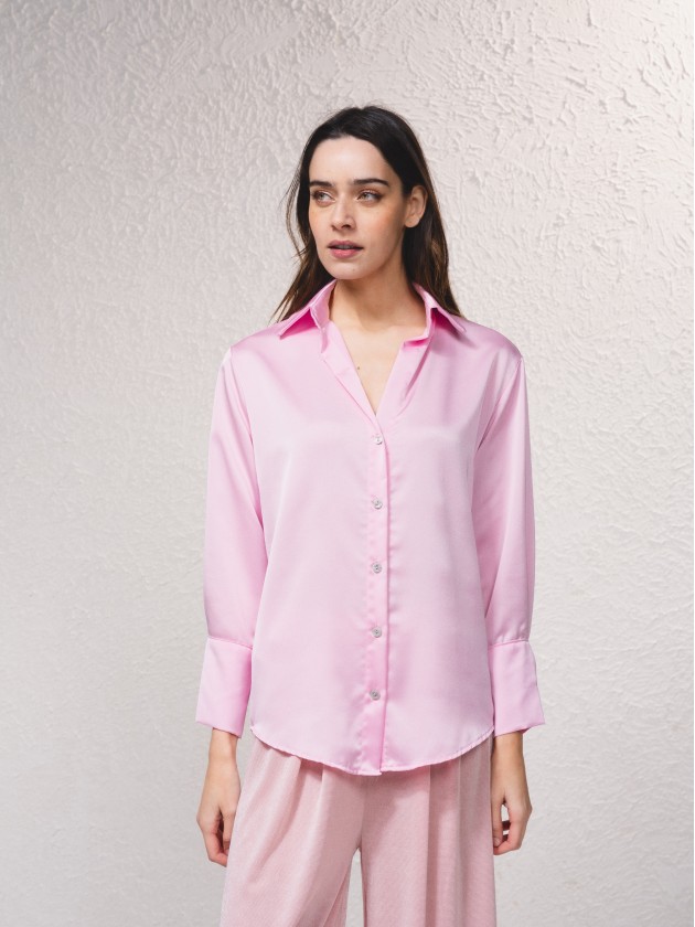 Camisa bsica acetinada