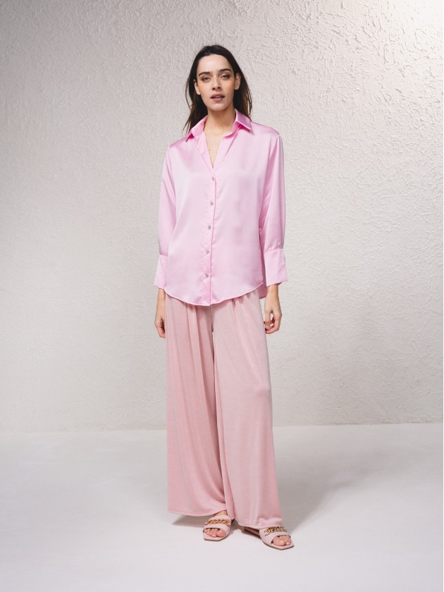 Camisa bsica acetinada