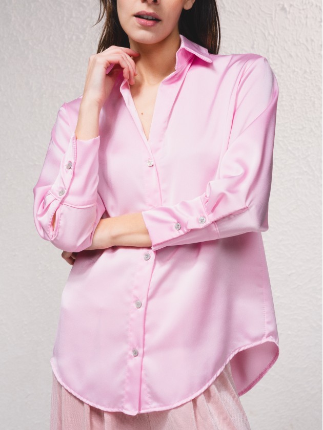 Camisa bsica acetinada