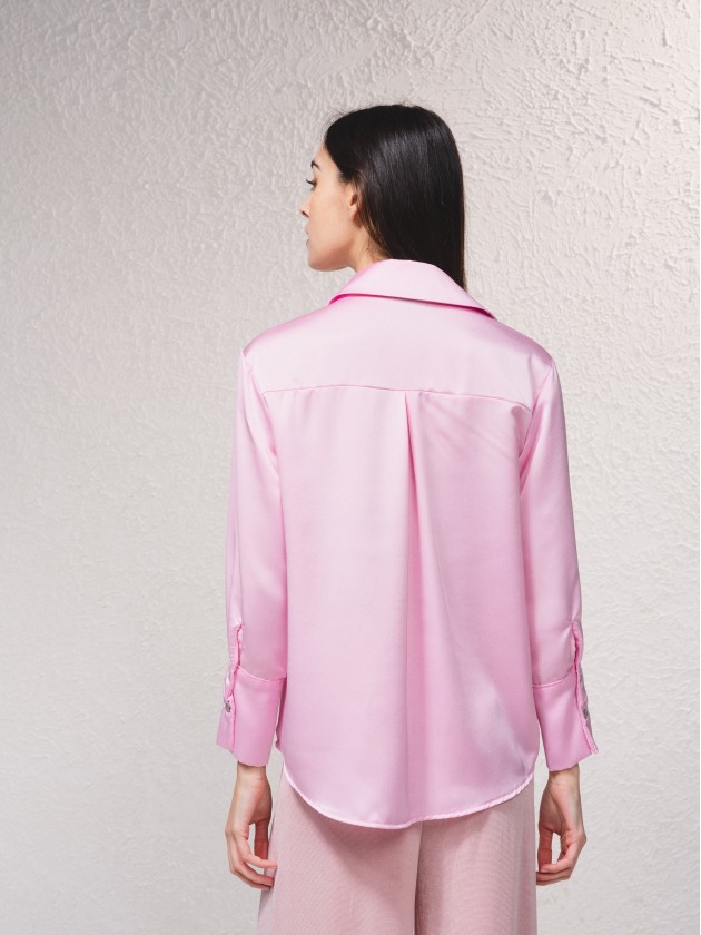 Camisa bsica acetinada