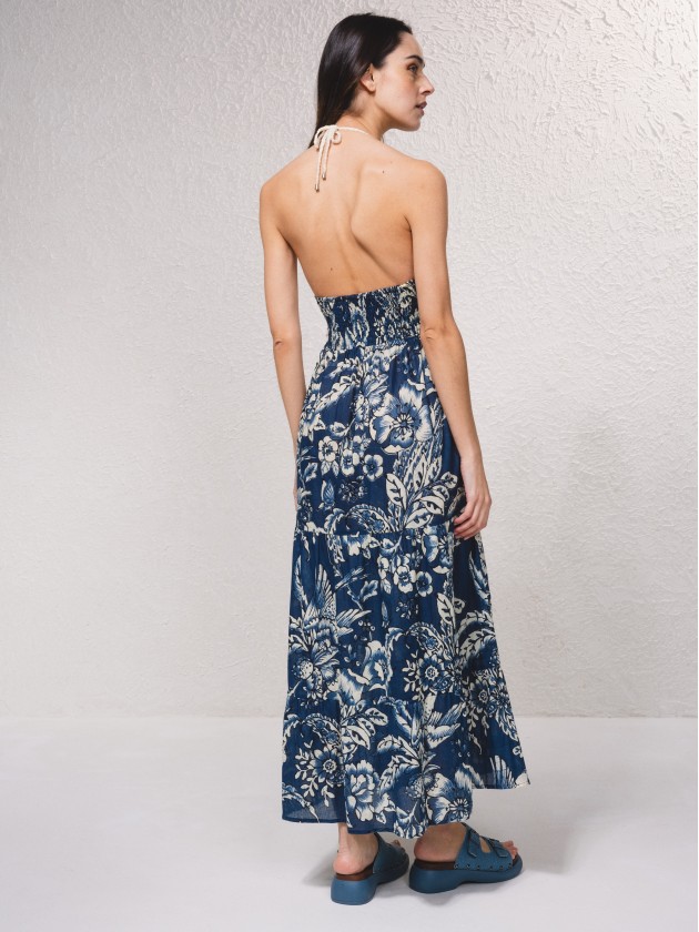 Vestido estampado em croch