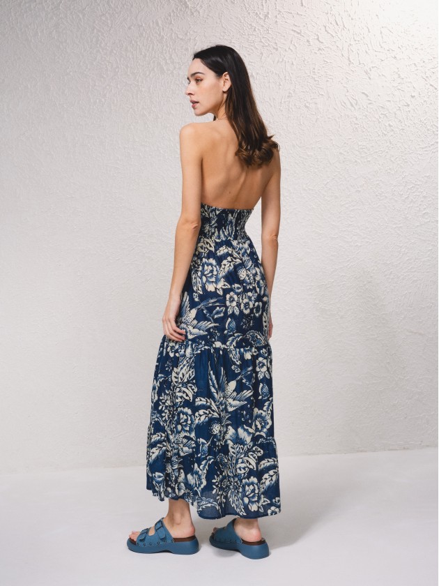 Vestido estampado em croch
