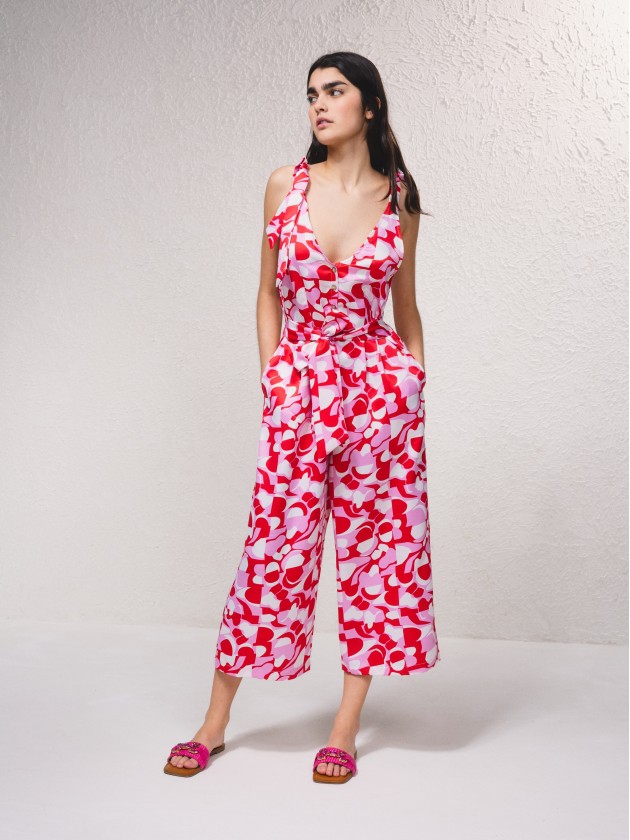 Combinaison en satin imprim