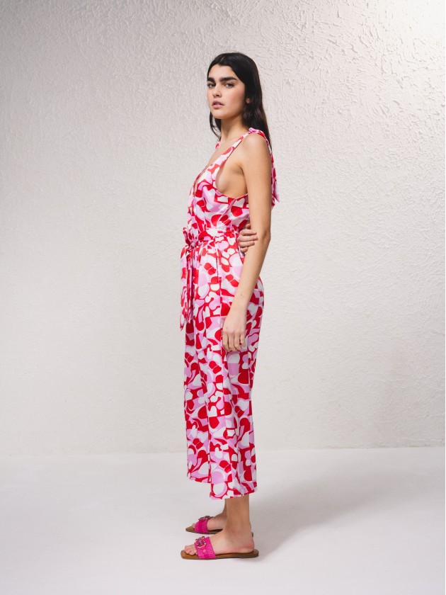 Combinaison en satin imprim