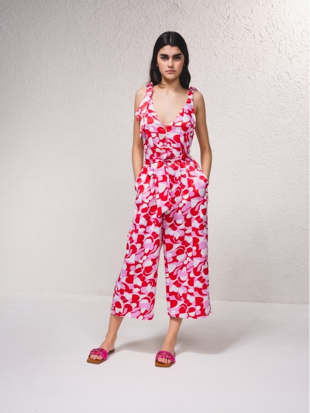 Combinaison en satin imprim