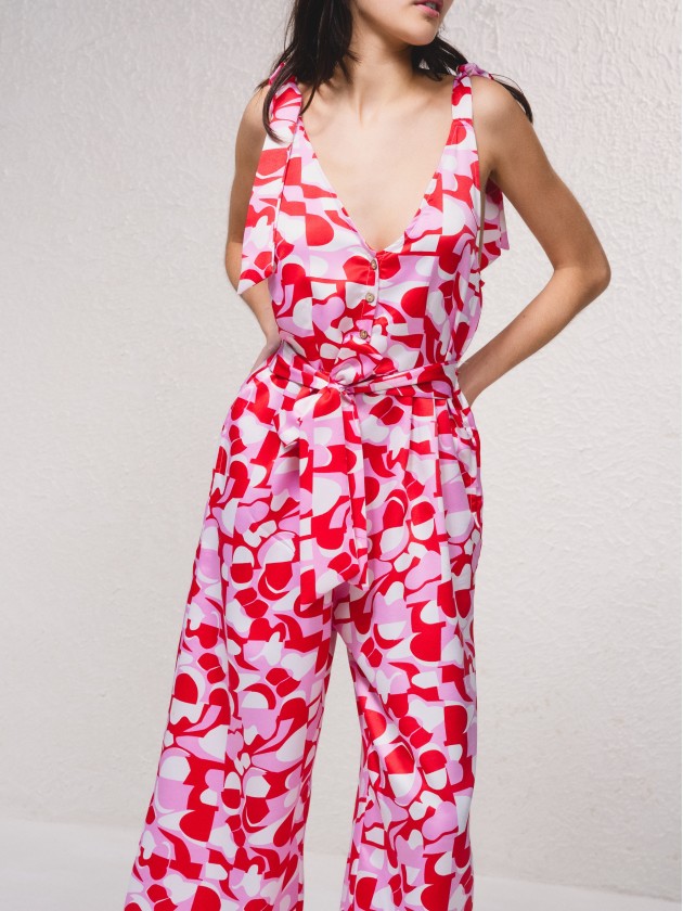 Combinaison en satin imprim